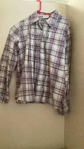 lot 288 image: Lot of 2 Womens Long Sleeve Shirt Plaid and Floral Print skirt size 10  preloved