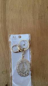 lot 300 image: AJ Cornerstone Keychain with Oval Rhinestone Pendant