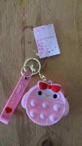 lot 318 image: Pop It Fidget Toy Keychain Pink Character with Strap