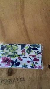 lot 323 image: Floral Print Elastic masks with White Ribbed Trim