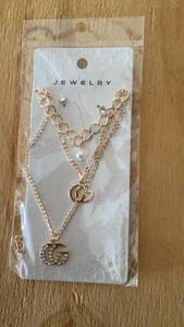 lot 347 image: Multi-Chain Layered Necklace with Pearl and Crescent Charm