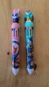 lot 381 image: Two Multi-Color Character Topper Pens with Animal Designs