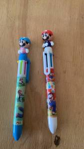 lot 382 image: 2 Mario Character Novelty Pens with Toppers