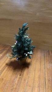 lot 430 image: Decorative Tabletop Tree with Dark Green Branches and Ornaments