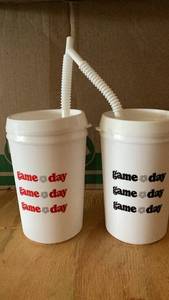 lot 448 image: Game Day Promotional Cups with Straws Set of 2
