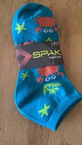 lot 453 image: SPAK Fashion Socks Size 9-11 Crab Star Pattern 3pk