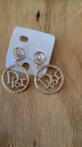 lot 482 image: Pair of  circle charm dangle earrings -