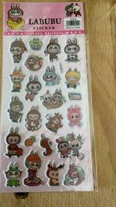 lot 491 image: Labubu Sticker Sheet Multiple Character Designs
