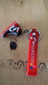 lot 494 image: Sneaker Keychain with I Love You Strap Red Black White -