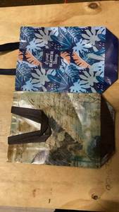 lot 499 image: Two reusable shopping bags with Handles Blue Floral and Botanical Prnt