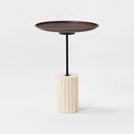 Round Side Table with Brown Top and Travertine Base - Threshold designed with Studio McGee - Retail: $195