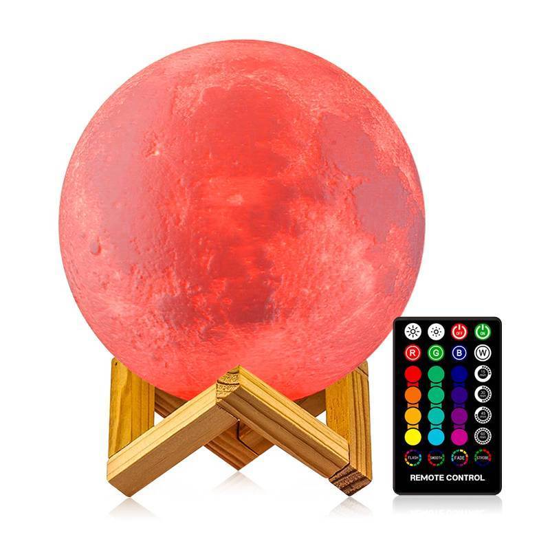 lot 73694 image: Moon Lamp with 16 Colors, Dimmable, Rechargeable Lunar Night Light 5.9 inch, missing part(no stand, no remote control) - Retail $10