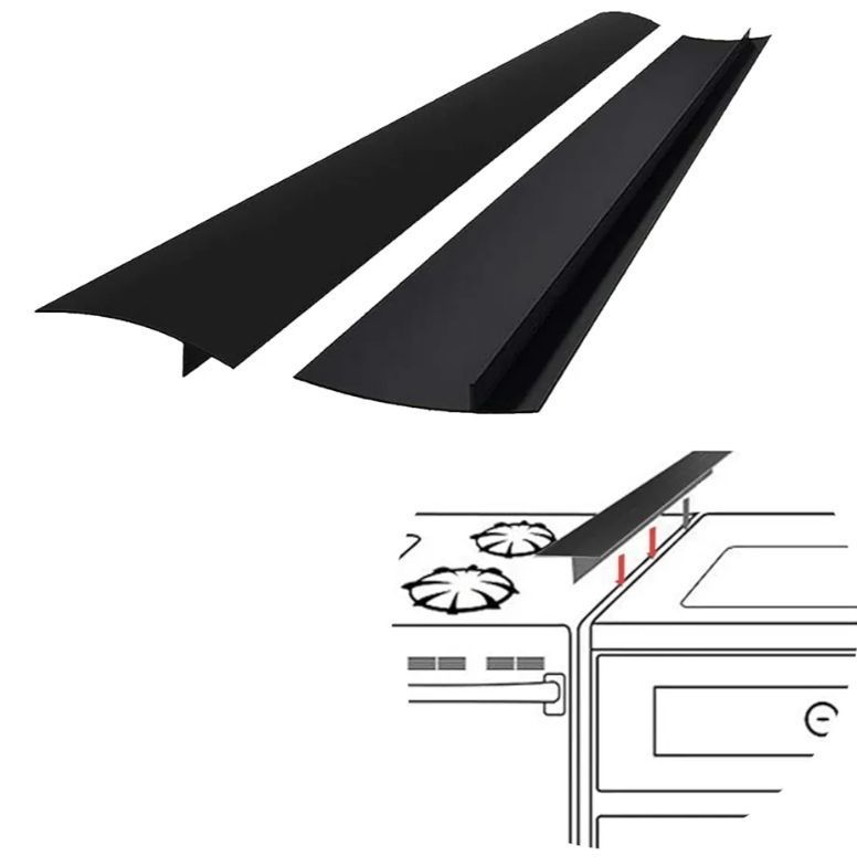 lot 41618 image: SEVCHY Silicone Stove Gap Covers (2 pack), Oven Gap Filler, Heat Resistant Stove Gap Filler, Seal Gap between Stovetop and Counter, Easy Clean (25 inch, Black)