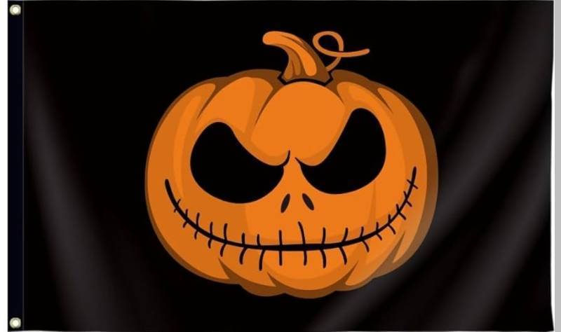 lot 61227 image: Halloween Pumpkin Flag with Two Brass Grommets.