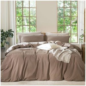 Duvet Cover Set 100% Washed Cotton Linen Like Queen, Relaxed Linen-like Texture. Soft, Breathable & Long-lasting Comfort. Lightweight. - Retail: $70