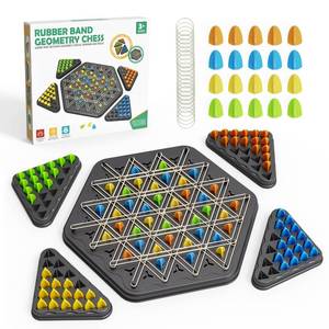 lot 59208 image: Chain Triangle Chess Game, Strategy Board Games for Kid 6-8-12, Chess Board Games for Adults, Family Games for Kids Adults, Triangle Rubber Band Game, 2 to 4 Players, Kids Christmas Birthday Gifts - Retail $17