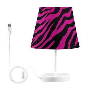 lot 59211 image: Bedside Lamp Zebra Skin Pink Black LED Night Light Dimmable Modern Nightstand Lamp Vintage Table Lamp 3 Color Modes Eye-Friendly Desk Lamp for Living Room, Dorm, Bedroom - Retail $36