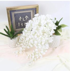 lot 59223 image: 36 Artificial Wisteria Flower for Outdoors 2PCS White Silk Wisteria Hanging Flower Faux Hanging Flowers for Home Wall Arch Party Wedding Decor - Retail $10