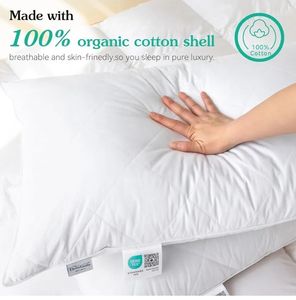 lot 59231 image: Three Geese White Goose Feather & Cotton Pillows QueenStandard - Retail $25