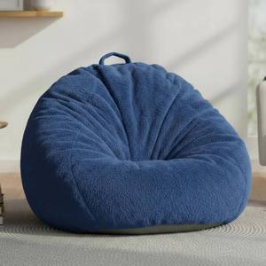 lot 59232 image: Faux Rabbit Fur Bean Bag Chair Cover Only (No Filler), Stuffed Animal Storage Bean Bag Cover, Ultra��Soft, Washable, Zippered, Non��Slip Bottom, Handle,Living Room Furniture for Adults Blue - Retail $30