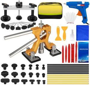 lot 59245 image: Car Dent Puller Kit, 51 PCS Paintless Dent Removal Kit, Car Dent Repair Kit with Adjustable Dent Lifter & Bridge Puller, Dent Remover Tool for Car Hail Damage DIY Repair - Retail $42