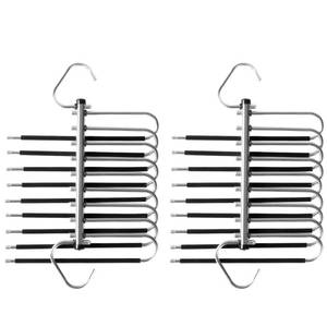 lot 59247 image: 9 Layers Pants Hangers Space Saving, 2 Pack Stainless Steel Closet Organizer Pants Rack, Multifunctional Non Slip S-Type Multi Pants Rack for Closet, For Pants Leggings Jeans Scarf, 1 - Retail $15
