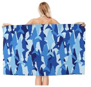 lot 59248 image: Funny Shark Beach Towel, Microfiber Beach Towels for Women Men, Absorbent Quick Dry Towel for Travel Beach Boat, Beach Accessories - Retail $23