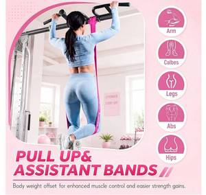 lot 59261 image: Pink Resistance Bands, Exercise Bands for Women, Loop Design Training Bands for Full-body Strength Stretching, Yoga, Portable Home Gym, Targets Legs Arms Back Glutes - Retail $12