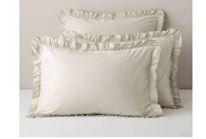lot 59282 image: Washed Cotton Ruffle Pillowcases King 20x36, Linen, 2 Pack - Retail $20