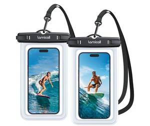 lot 59287 image: Waterproof Phone Pouch, 2 Pack IPX8 Water Proof Cell Phone Case, Beach & Cruise Essentials, Touch Screen, Dry Bag - Retail $9