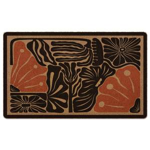 lot 59304 image: Boho Floral Door Mat, Boho Floral Doormat, Black Flower Welcome Front Door Mat Outside Indoor Outdoor Entrance, Botanical Artificial Coir Doormats Rugs for Patio Entry Home Decor, 30x17in - Retail $24
