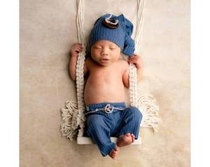lot 59311 image: Newborn Photography Props with 2 Backdrop Clips-Baby Swing Photo Shoot Accessory��Wooden Newborn Photoshoot Props-NOT Toy-Cream Rope. - Retail $30