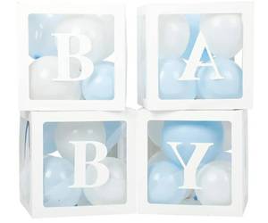 lot 59317 image: Baby Balloon Boxes with Letters, 4 Balloon Boxes, Balloons Not Included. - Retail $17