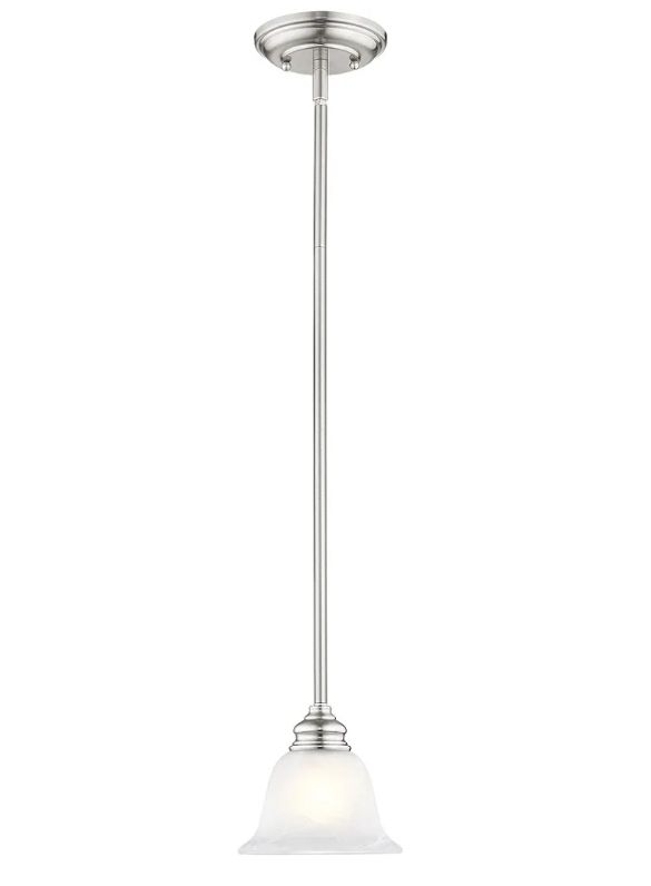 lot 18440 image: Lighting 1340-91 Essex 1-Light Mini Pendant, Brushed Nickel - Retail $90