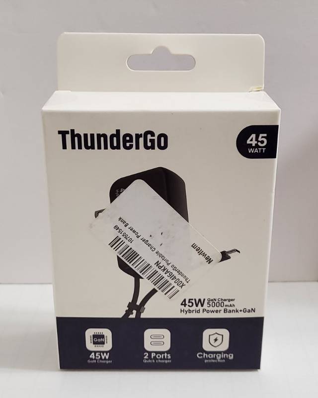 lot 18468 image: 45W GaN Charger 5000mAh Hybrid Power Bank PSM-002 - Retail $30