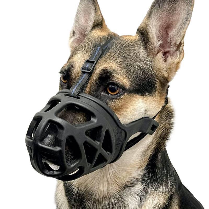 lot 28852 image: BARKLESS Dog Muzzle, Humane Basket Muzzle for Medium Dog Biting, Scavenging - Retail $20