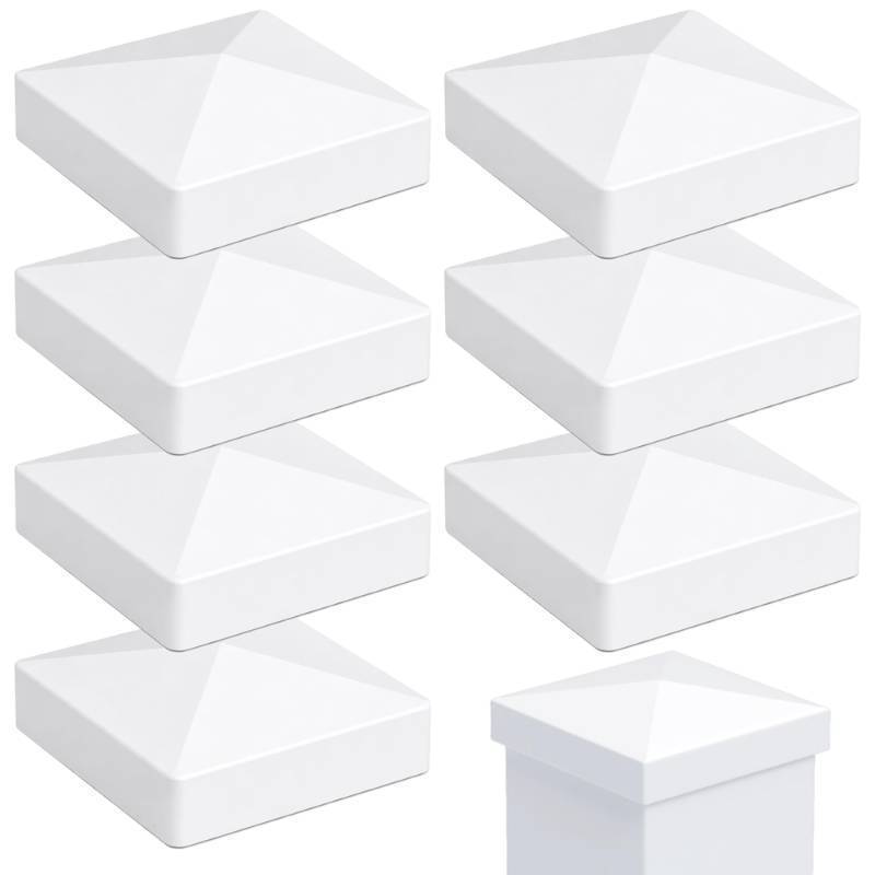 lot 28922 image: 4x4 Vinyl Fence Post Caps Fits True 4x4 Vinyl, 8-Pack White - Retail $16