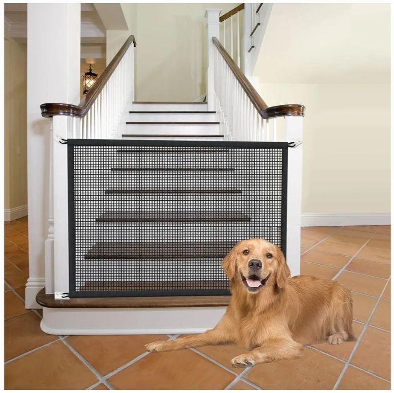 lot 29160 image: Dog Screen Mesh Gate for House, Stairs and Doorways, 29 x 38 in, 2 Pack - Retail $24