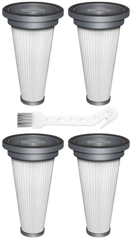 lot 29129 image: 4 Pack T350 HEPA Filter Replacement Attachments Compatible with Trucozie T350 Cordless Lightweight Stick Vacuum Cleaner, 4 HEPA Filters, 1 Cleaning Brush - Retail $17