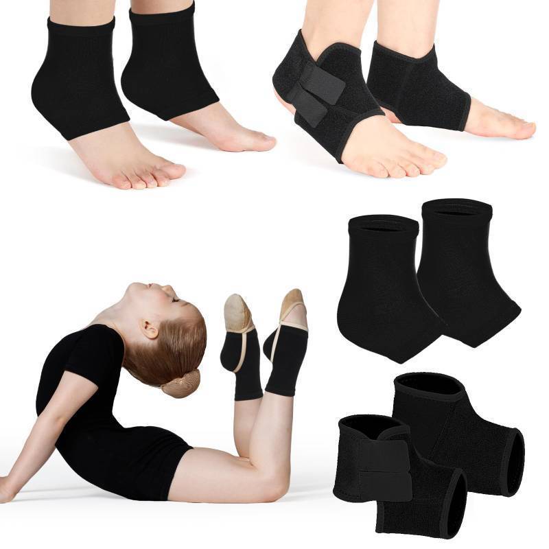 lot 21816 image: Tarpop 2 Pairs Kids Ankle Brace Set Foot Support Stabilizer Wraps Protector Guard Knitted Ankle Sleeve Sock Support Compression Socks for Injury Prevention(Black, Small)