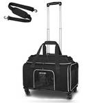 Top-Expandable Pet Carrier with Wheels 17x12x8.5 Inches JetBlue Allegiant Spirit Airline Approved, Soft-Sided Carrier for Small Cat Dog with Locking Safety Zippers and Anti-Scratch Mesh(Black) - Retail: $119