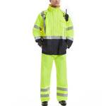 HighVis Rain Suits for Men Waterproof, High Vis Work Rain Jacket Class 3 Heavy Duty Construction High Visibility Waterproof Lightweight Rain Gear with Pants, 2XL/3XL - Retail: $59