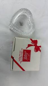lot 110 image: Heart-Shaped Clear Glass Dish with Original Box