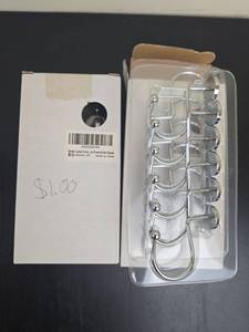 lot 155 image: Shower Curtain Hooks 12 Stainless Steel Rings SH2401-PC (TWO 12 packs)