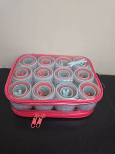 lot 156 image: Bella Beauty Velcro Hair Rollers 8 Set Pink Storage Case