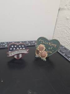 lot 162 image: Decorative Heart Pins Lot of 2 Thinking of You Patriotic