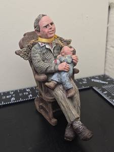 lot 171 image: Carved Figure Man with Child on Chair