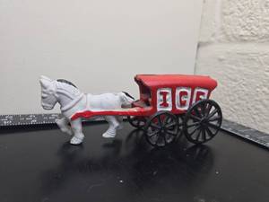 lot 178 image: Ice Cream Cart Horse-Drawn Wagon Toy with White Horse