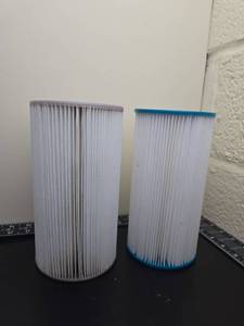lot 179 image: Pleated Cylindrical Filter Cartridges 2-Pack Gray Blue End Caps