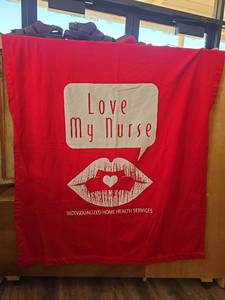 lot 188 image: Gildan DryBlend Red Blanket Love My Nurse Individualized Home Health Services